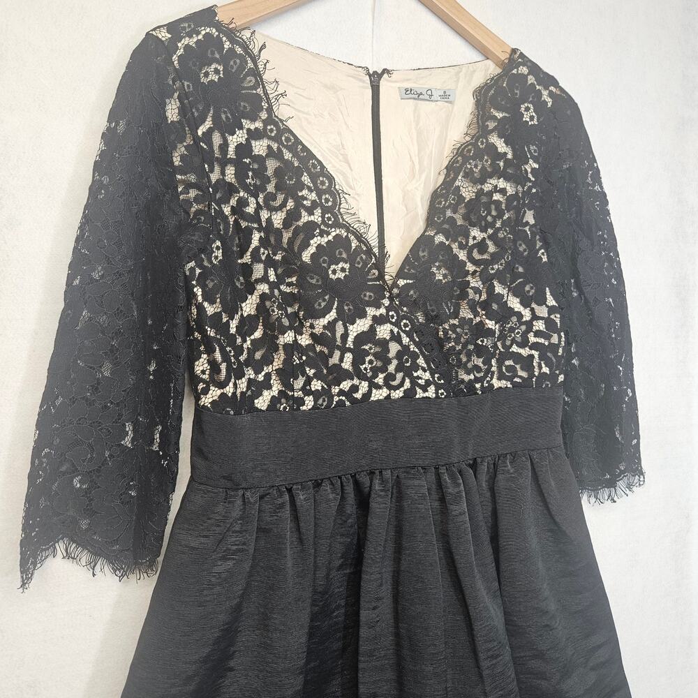 Eliza J Navy Lace Bodice Midi Dress - Picture 3 of 10